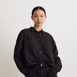Madewell Signature Poplin Crop Shirt in black
